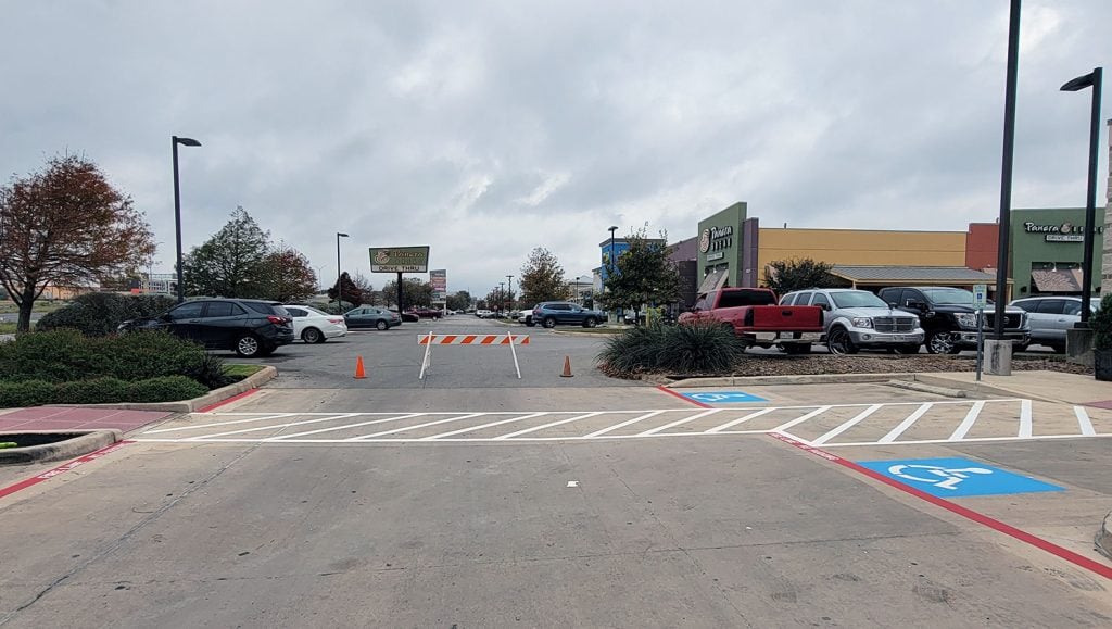 newly striped parking lot markings