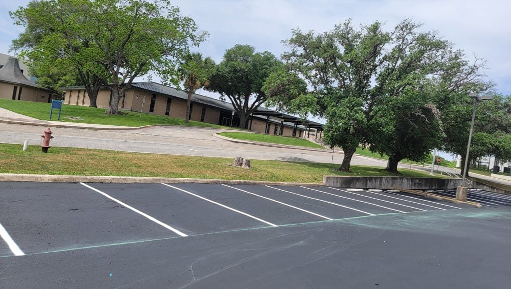 medical clinic parking lot with fresh ada compliance lines