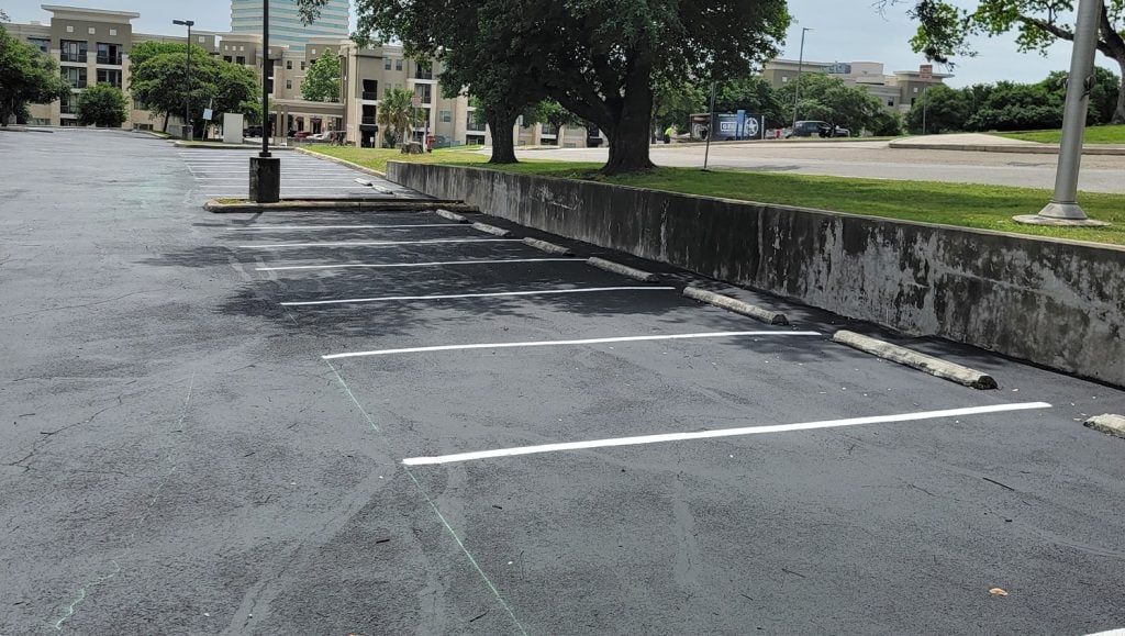 medical clinic parking lot before freshly painted lines