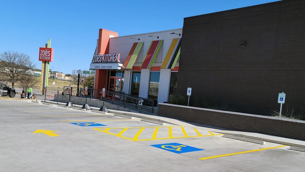 newly striped parking lot