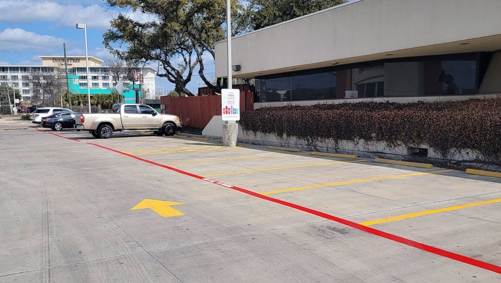 new directional arrow and fire lane markings