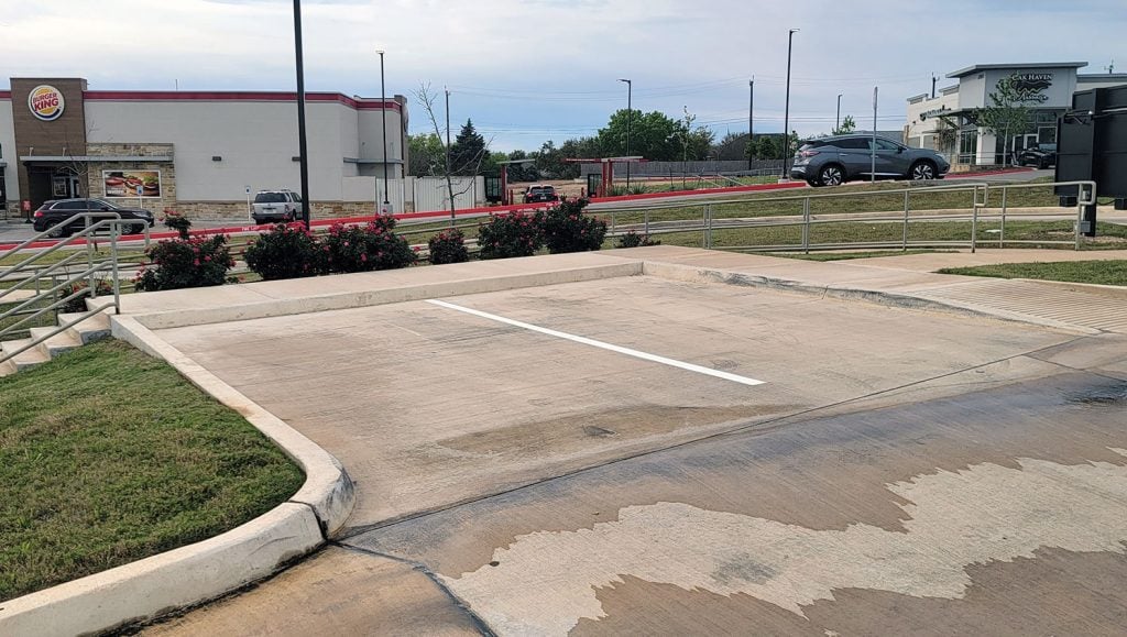 re-striped parking lot spaces