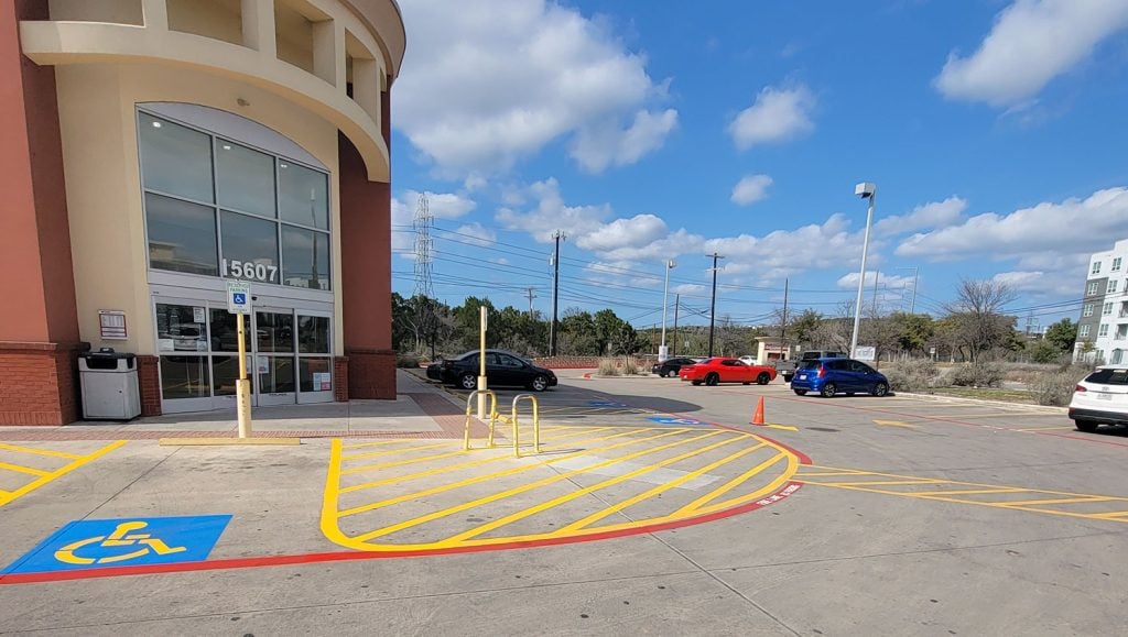 re-striped directional arrows