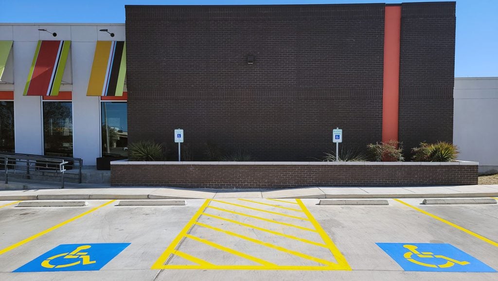 freshly lined parking spaces