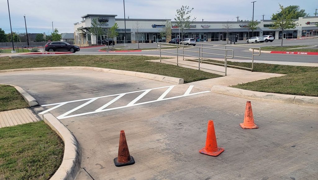 re-striped parking lot stalls