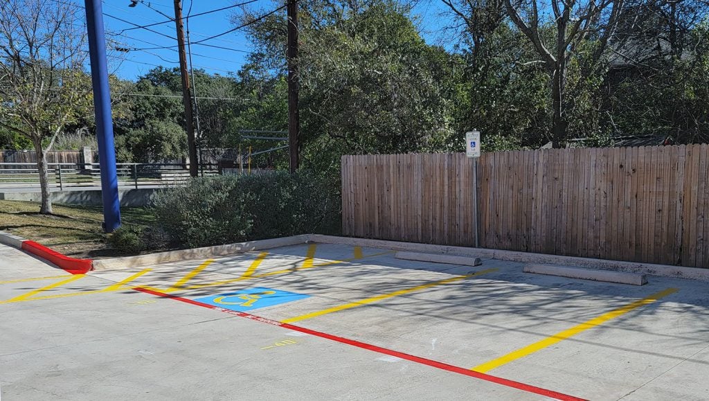 re-striped no parking fire line marking