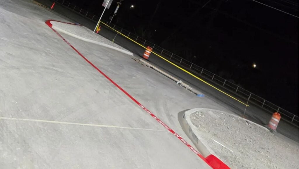 fire lane markings freshly painted for HEB Fuel parking lot