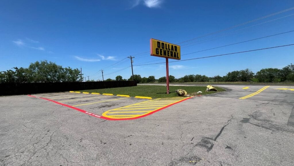 Dollar General parking lot freshly painted