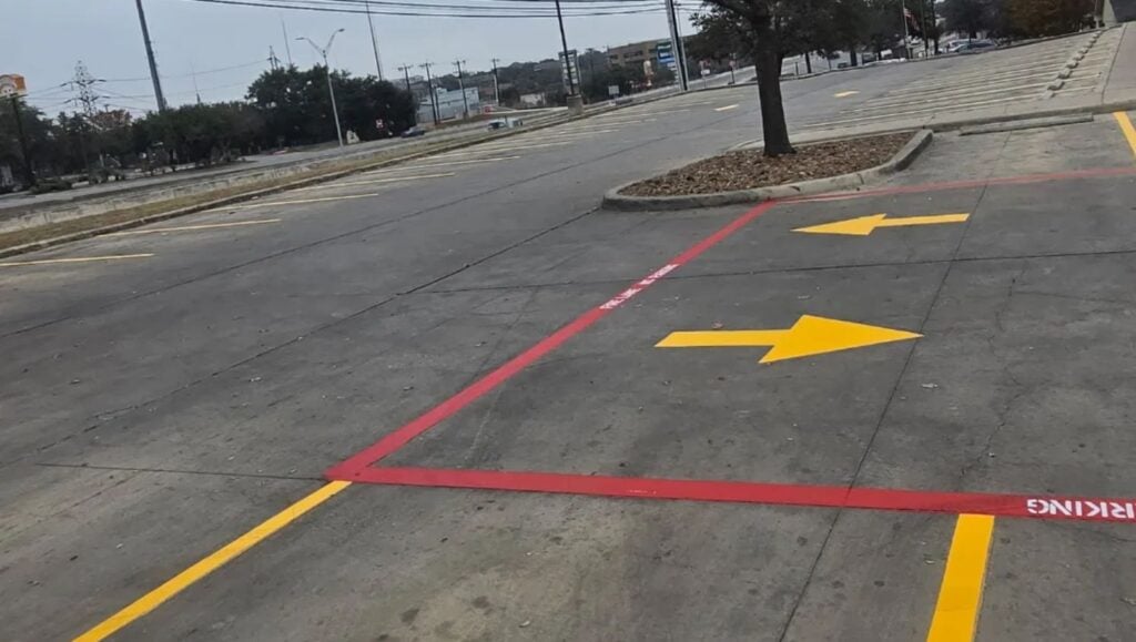 line markings freshly painted for Texas Roadhouse
