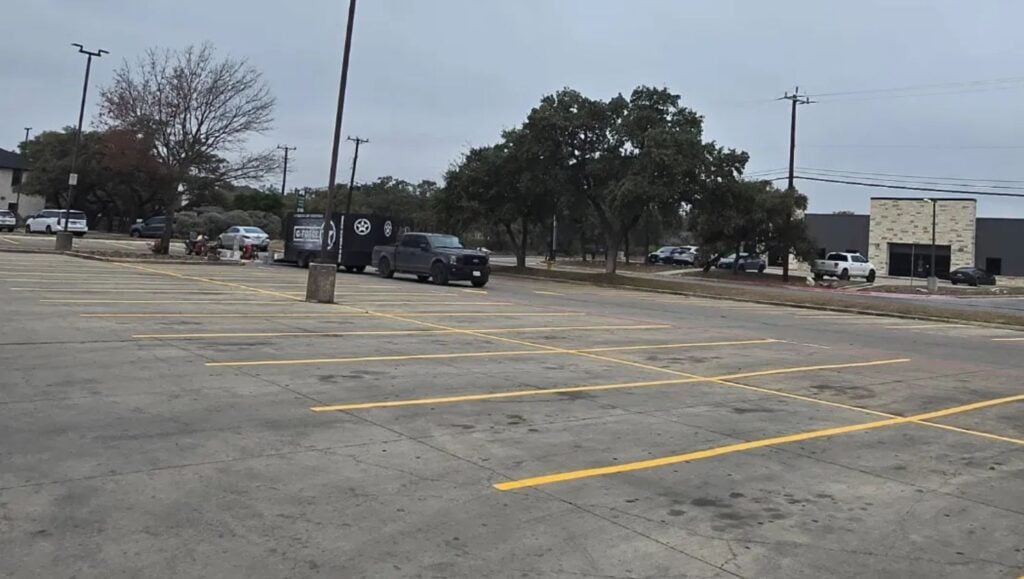 Texas Roadhouse parking lot freshly painted