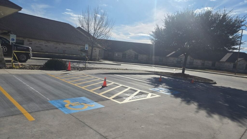 ada compliance parking spots freshly painted for Nursing Home