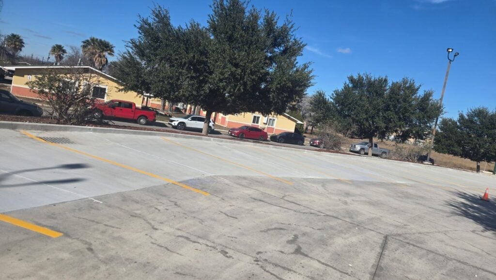 Nursing Home parking lot with freshly painted parking spots