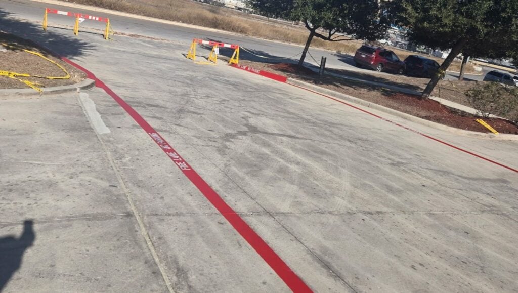 fire lane markings freshly painted for Nursing Home
