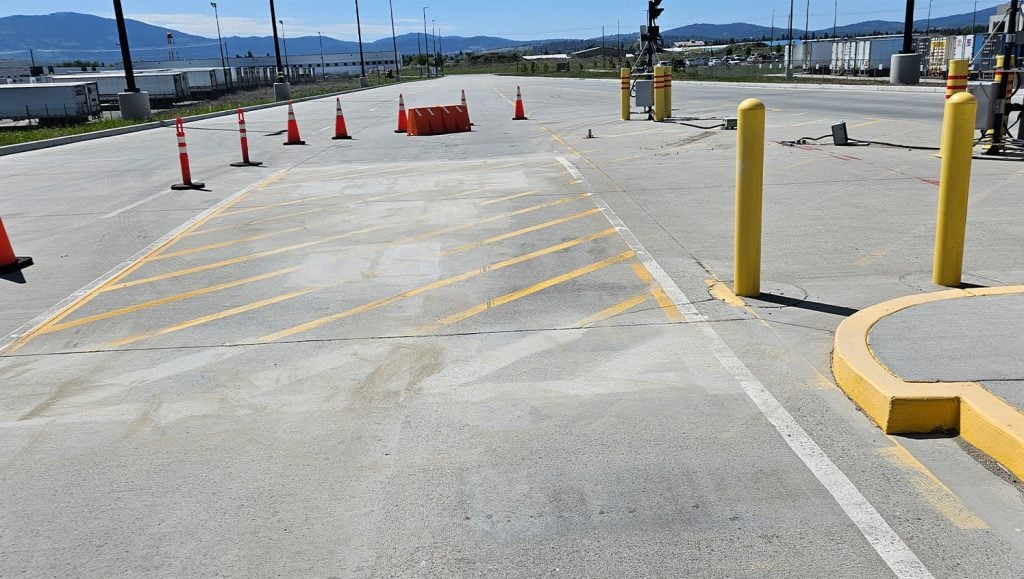faded lines in amazon parking lot
