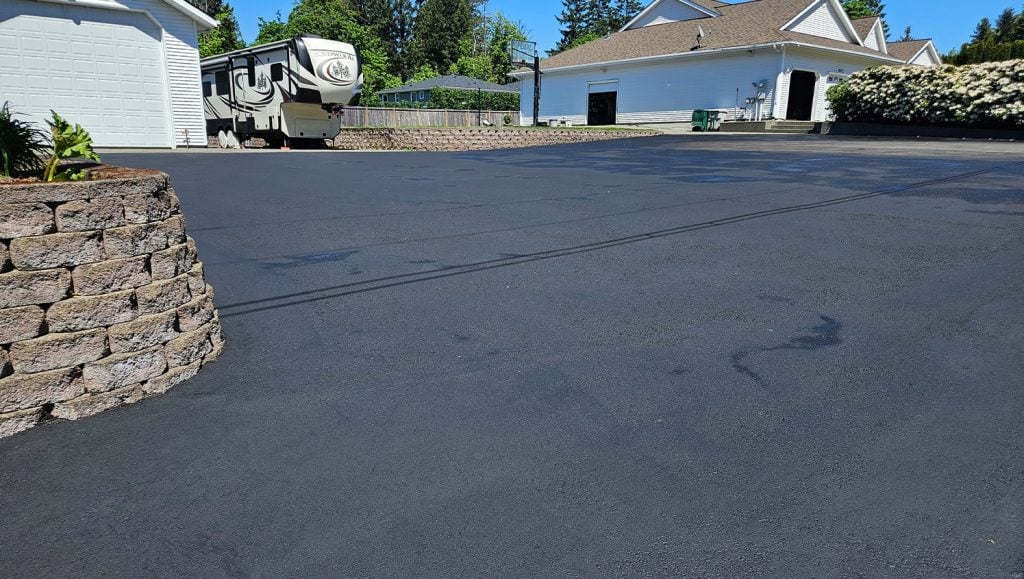 close-up of driveway with fresh asphalt