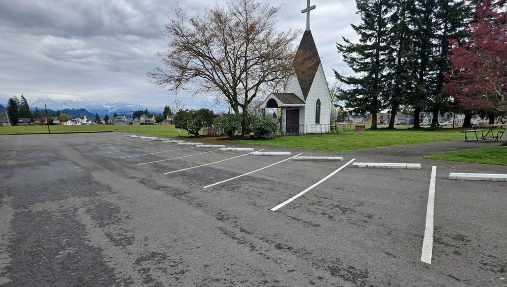 wheel stop installation project in enumclaw, wa