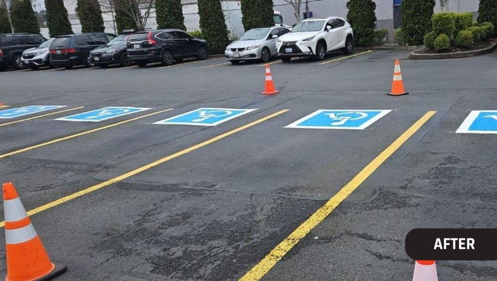 freshly painted ada compliance parking spots for Costco