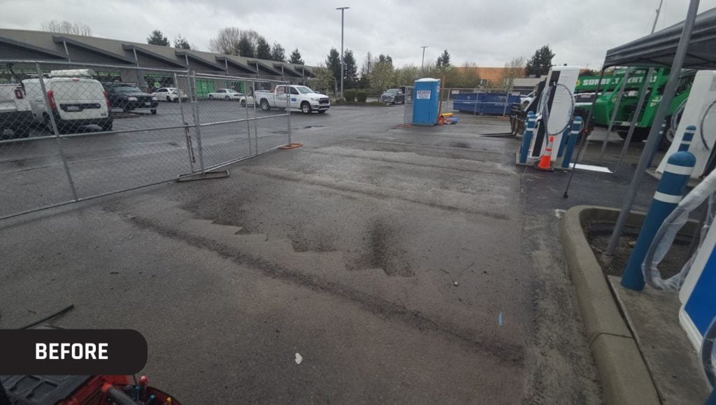Osborne Company parking lot with no parking lot lines