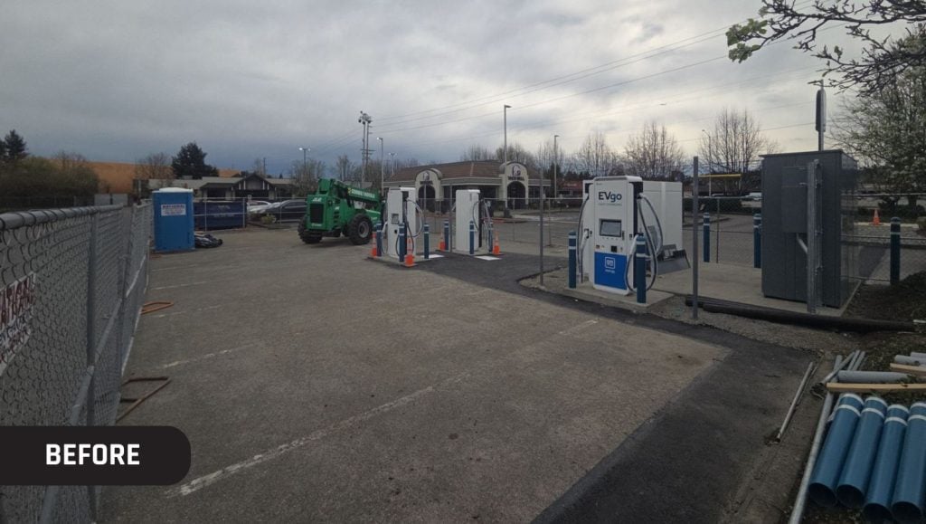 Osborne Company parking lot before new line markings