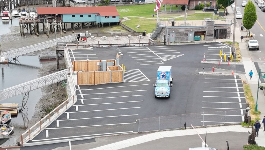 Pleasure Craft Marina parking lot freshly painted
