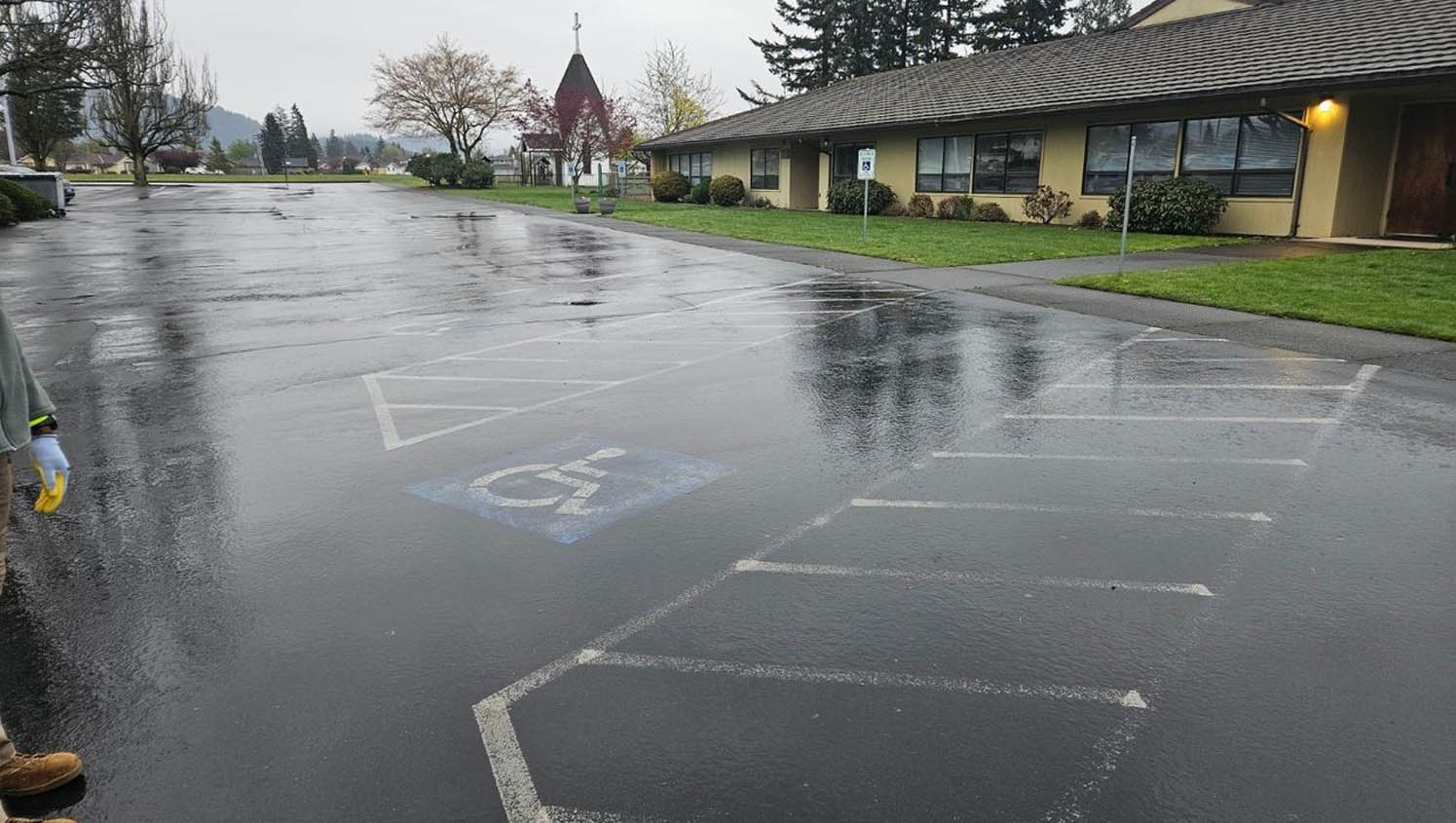before view of parking stops installation in enumclaw, wa