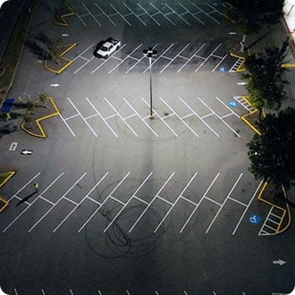 aerial of freshly striped asphalt