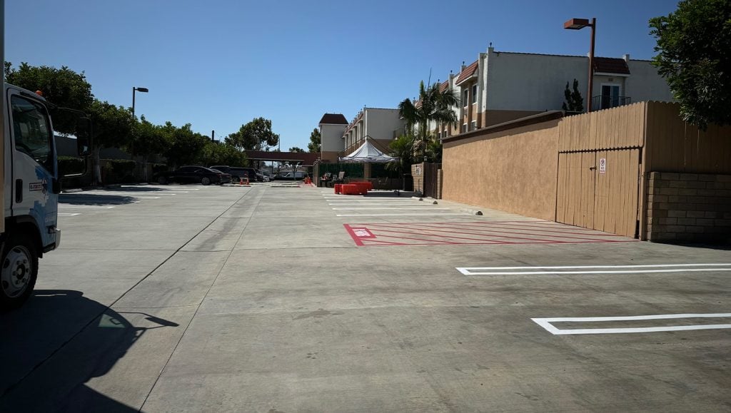 parking spots freshly painted for Best Western Plus