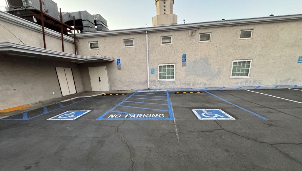 front view of ada compliance parking spots