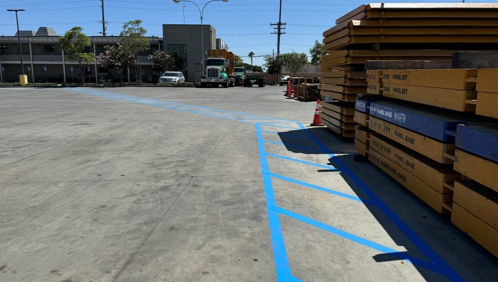 Trench Shoring parking lot freshly painted