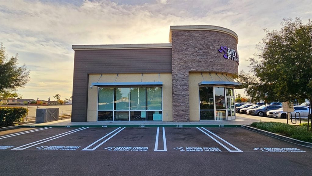 anytime fitness parking lot freshly painted close-up