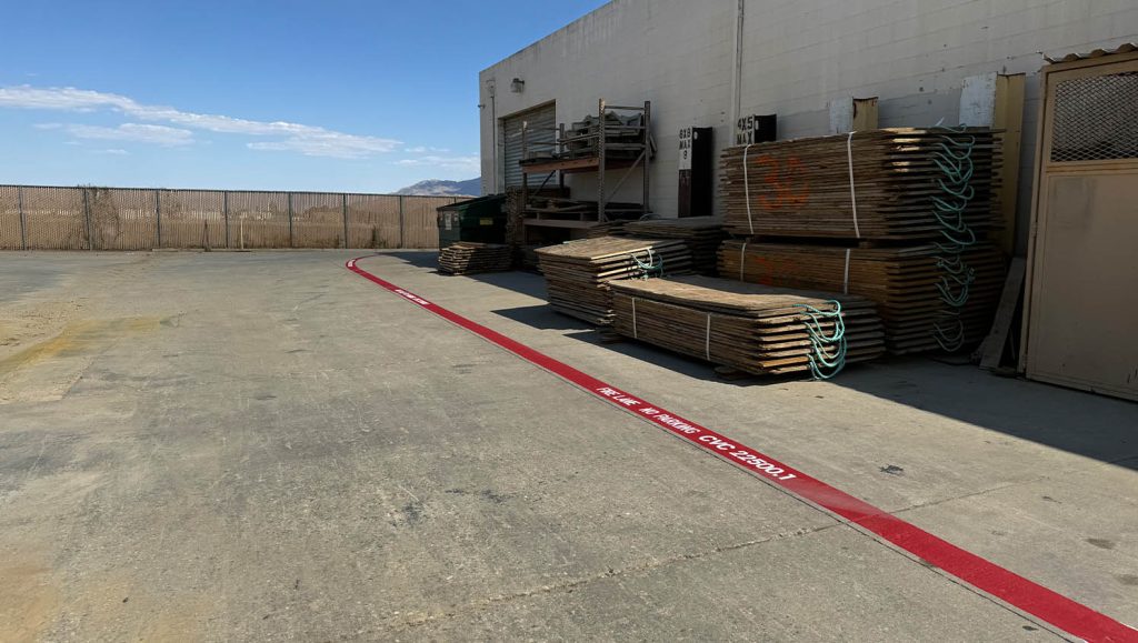 fire lane striping for Trench Shoring parking lot