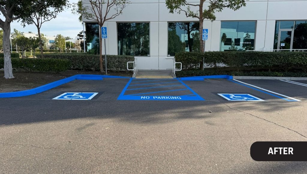 ada compliance parking spots freshly painted for OST Omnitron Systems