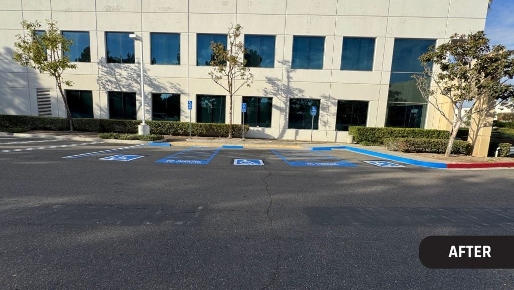 freshly painted ada compliance parking spots for OST Omnitron Systems
