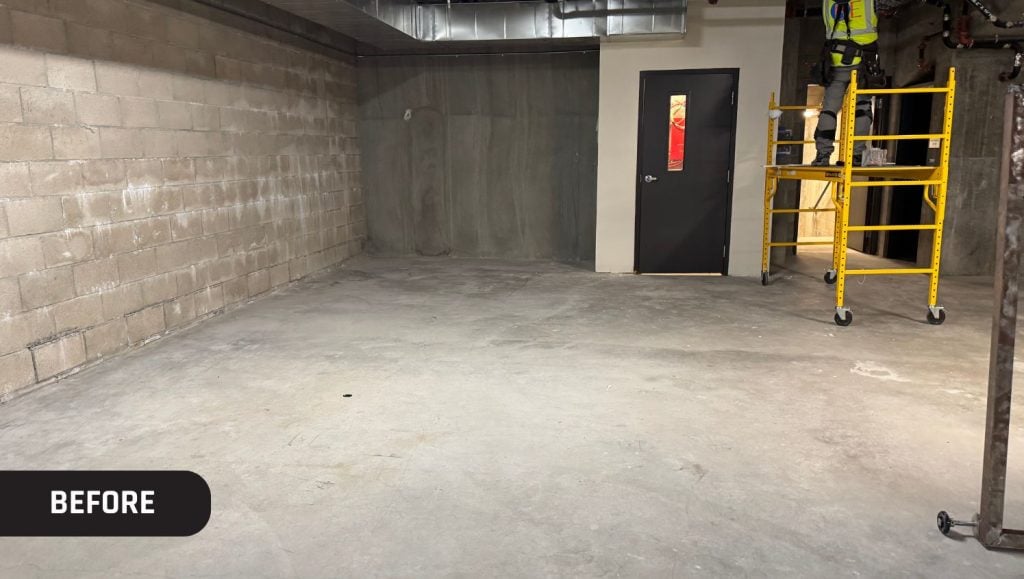EZ Remodeling parking garage before parking spots were added