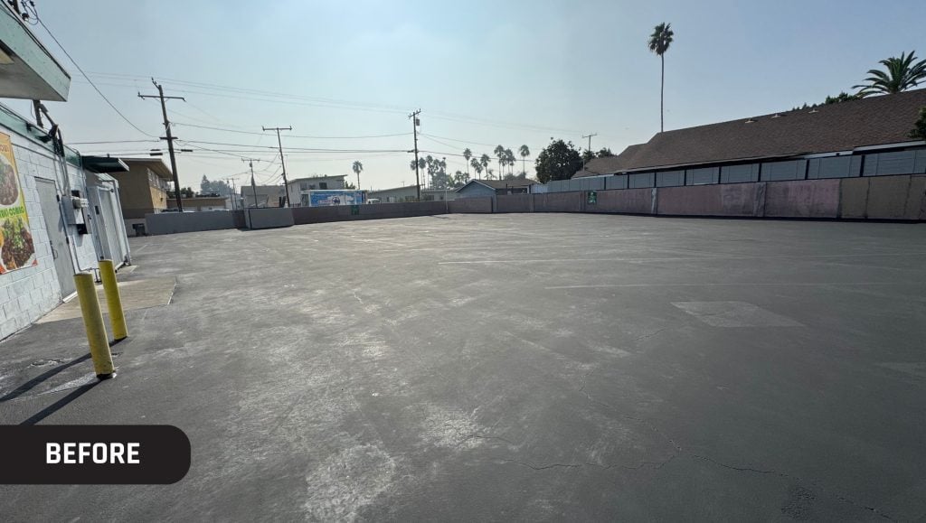 Moe’s 2 parking lot before parking lot striping added