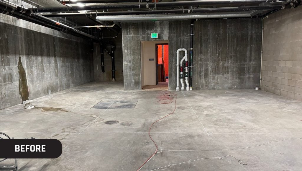 EZ Remodeling parking garage with no line markings painted