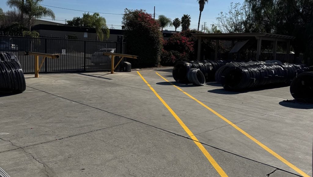 yellow line markings freshly painted for Brown Pacific