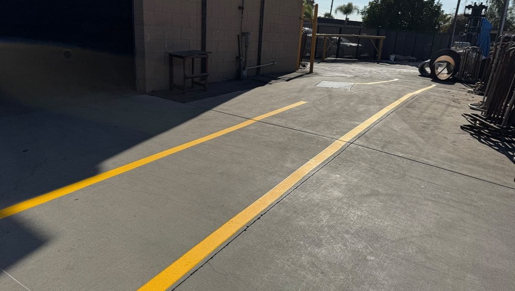 line striping freshly painted for Brown Pacific parking lot