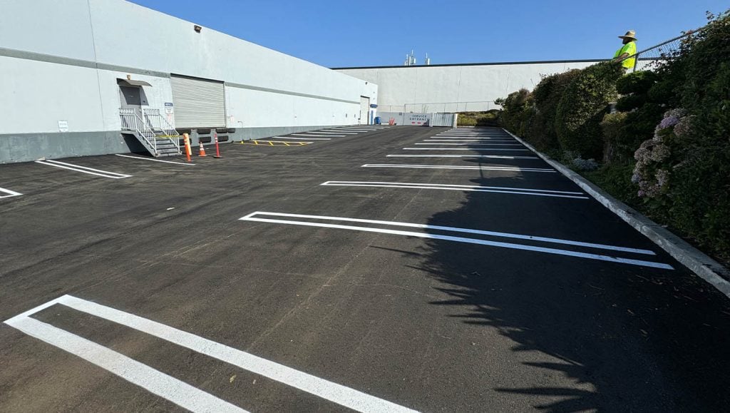 Enagic Co parking lot before freshly painted line markings