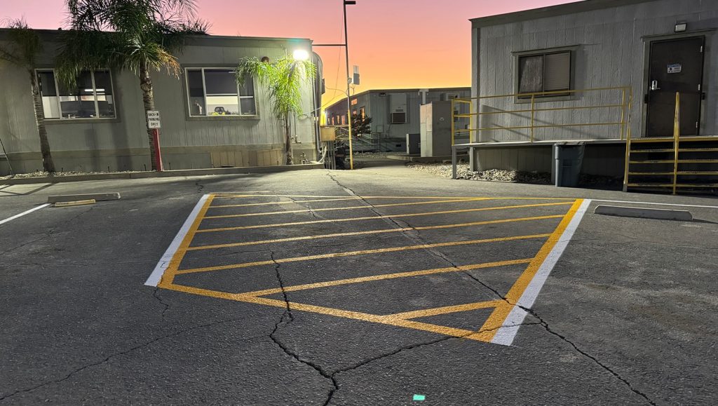 CEMEX parking lot with new freshly painted line markings