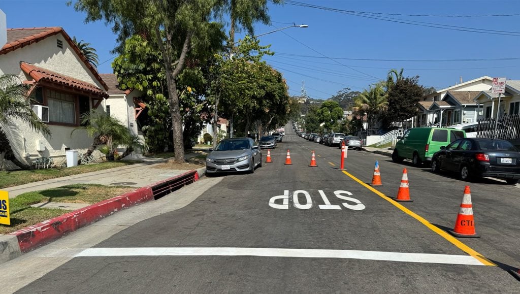 close-up of freshly painted line markings for MAJ Engineering parking lot