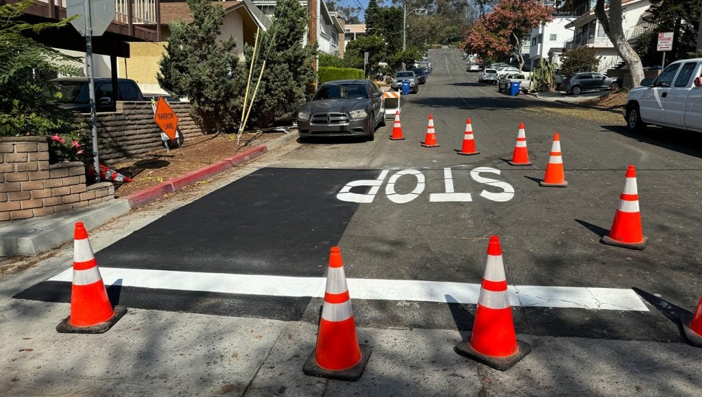 MAJ Engineering parking lot with freshly painted line striping
