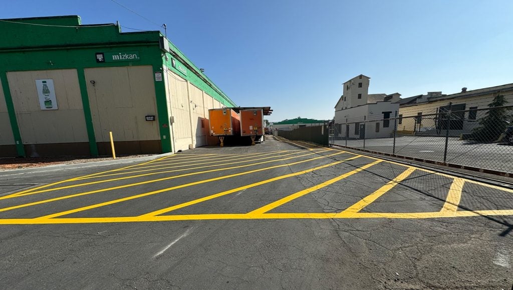 cross walk line markings for Mizkan parking lot