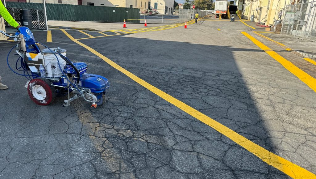 G-FORCE® employee line striping Mizkan parking lot