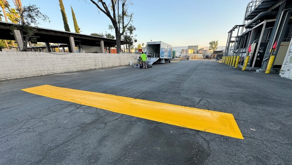 yellow line markings for Mizkan parking lot