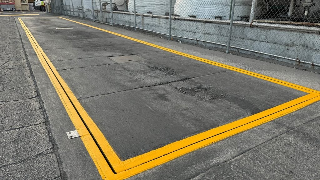 line markings freshly painted for Mizkan parking lot