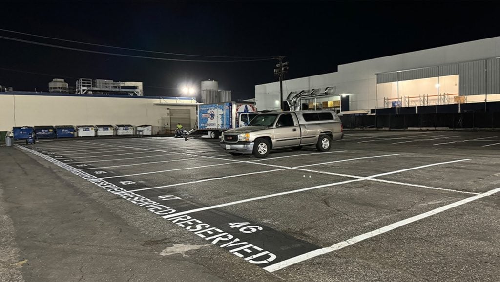 close-up of freshly painted parking spots for OSI Electric