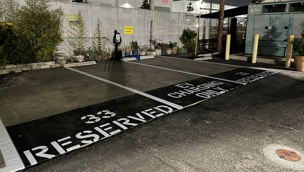 OSI Electric parking lot with freshly painted parking spots