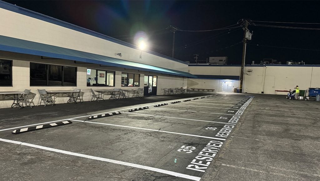 reserved parking freshly painted for OSI Electric parking lot