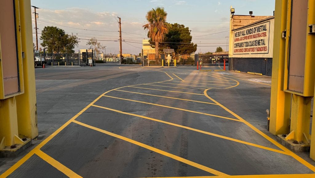 freshly painted line markings for SA Recycling parking lot